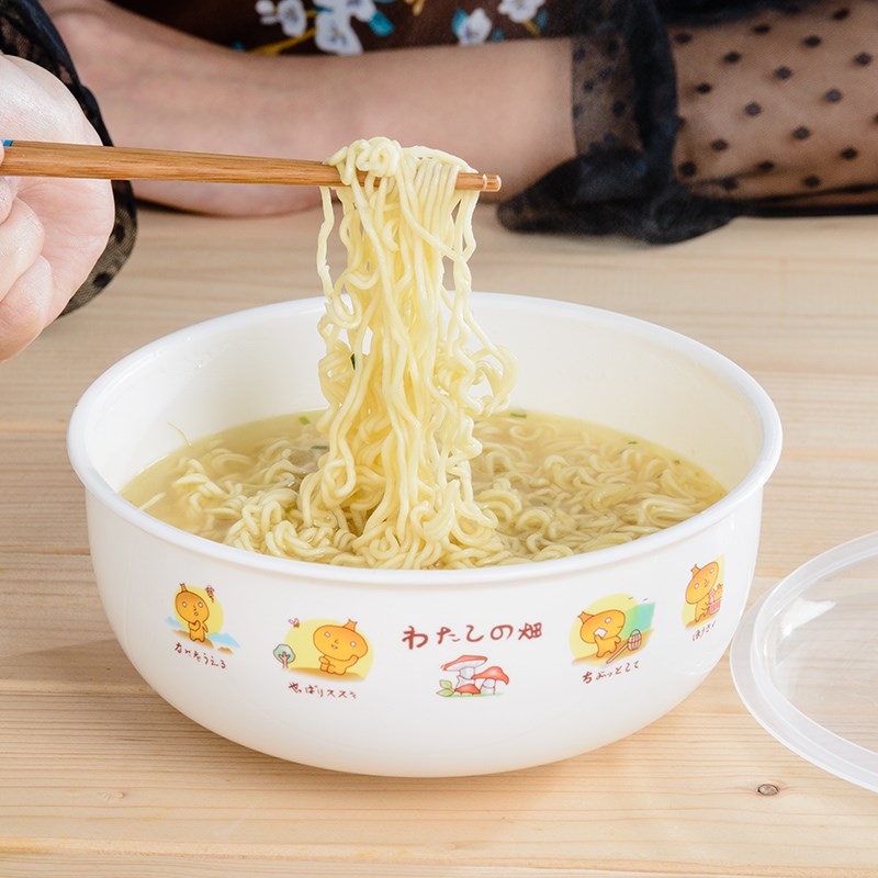 卡通带盖子汤碗 大号泡面碗饭碗保鲜碗盒 微波炉专用汤锅盆塑料圆