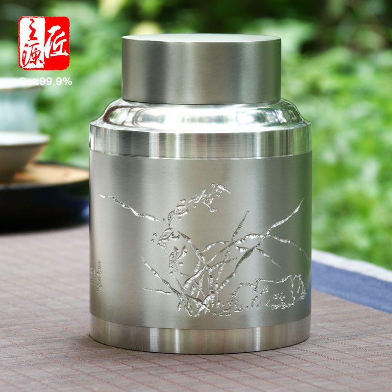 纯锡锡罐茶叶罐锡器锡都个旧四君子大号储铁观音一斤/特大二号