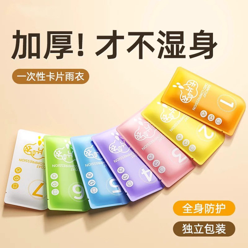 一次性卡片雨衣便捷式加厚长款户外旅游登山防暴雨成人儿童款雨披