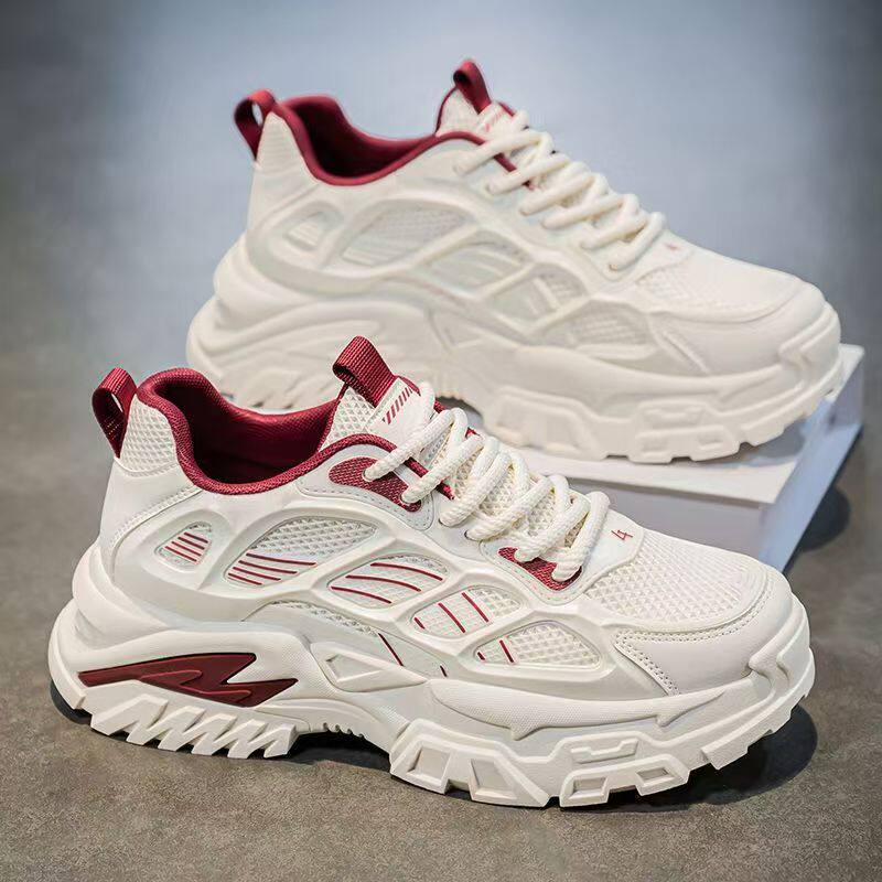 男鞋2025新款夏季男士百搭休闲运动网面透气防滑耐磨增高老爹潮鞋