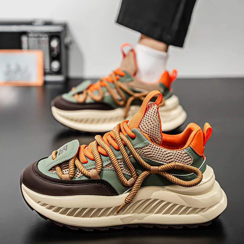 男鞋夏季透气网面厚底小众设计休闲运动鞋防滑耐磨高级感老爹潮鞋
