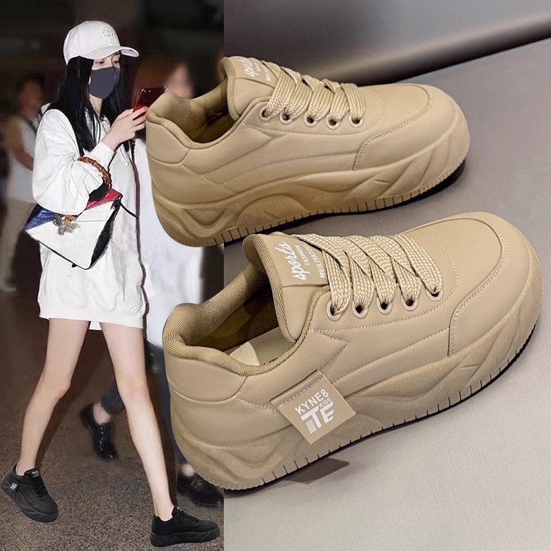 踩屎感厚底板鞋女款2026春秋新款防滑孕妇面包鞋子运动小白鞋女鞋图片
