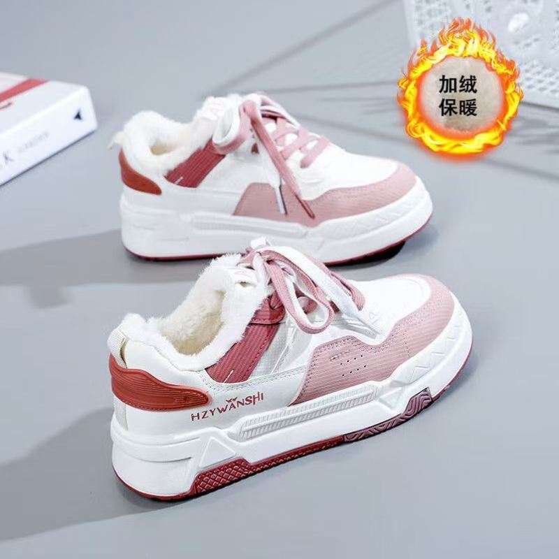 显脚小加绒女鞋高帮鞋女2025秋冬季新款运动鞋学生二棉鞋休闲板鞋