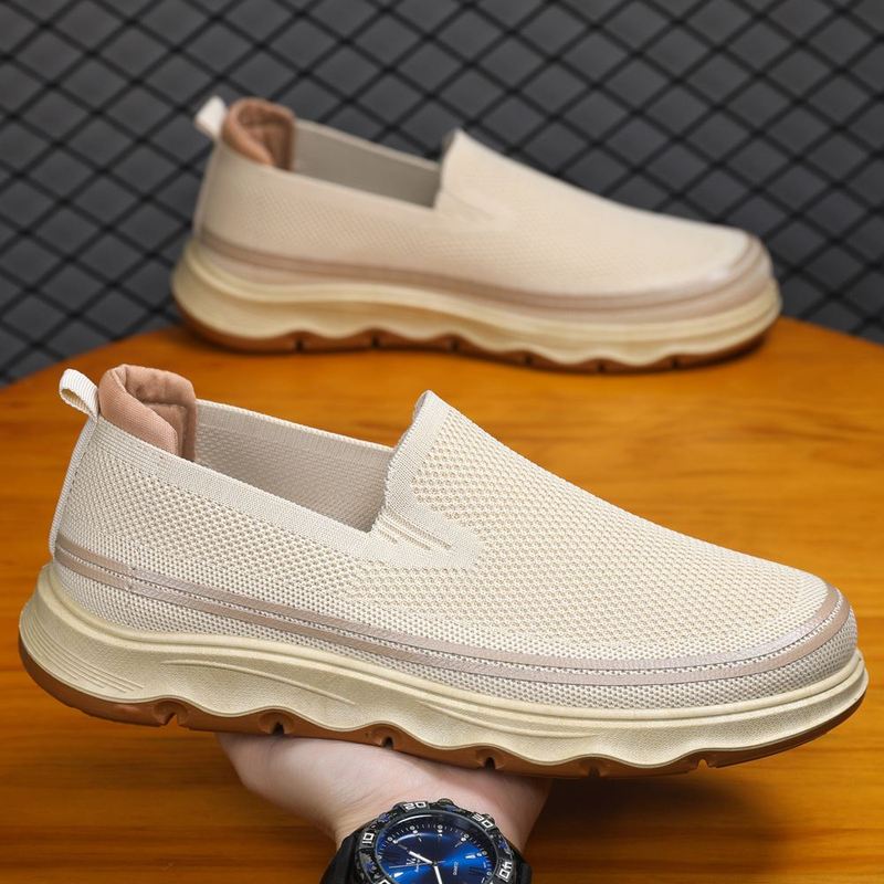 飞织大码男鞋2025新款一脚蹬懒人鞋透气轻便厚底薄款网鞋网面潮鞋