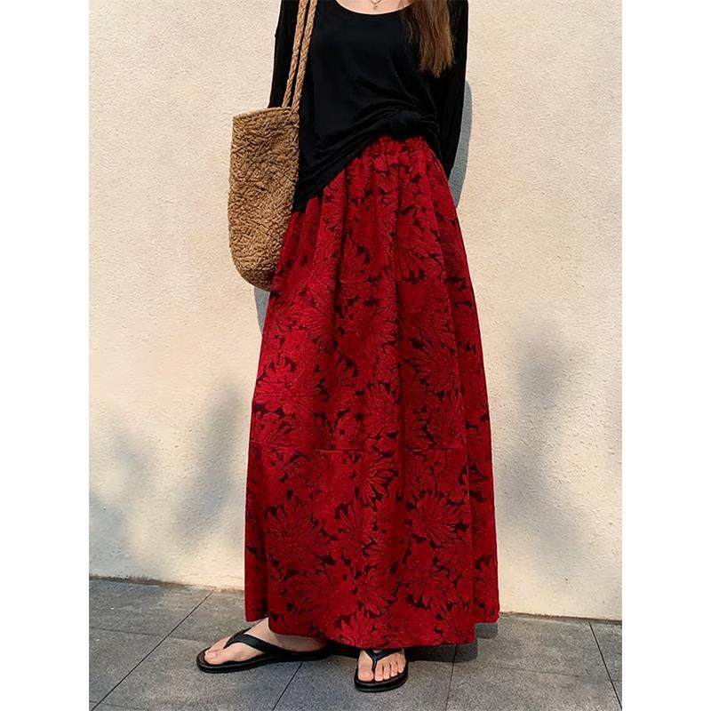 重要场合漂亮裙子新中式国风新年红色提花直筒a字半身裙女秋冬季,女装/女士精品,大码半身裙,淘宝优惠券,粉丝福利购,淘宝优惠卷