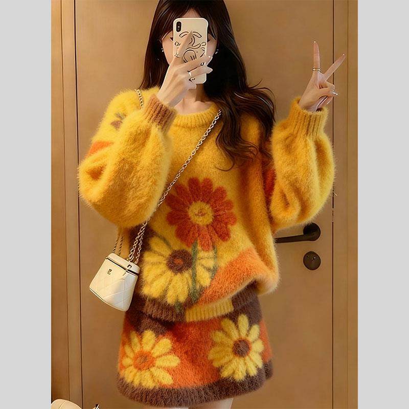 冬装搭配一整套独特绝美时尚高级感超好看慵懒软糯毛衣半裙两件套,女装/女士精品,大码套装,淘宝优惠券,粉丝福利购,淘宝优惠卷