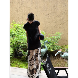 2025超火夏装一整套高级感清冷感禅意新中式国风上衣半裙两件套装