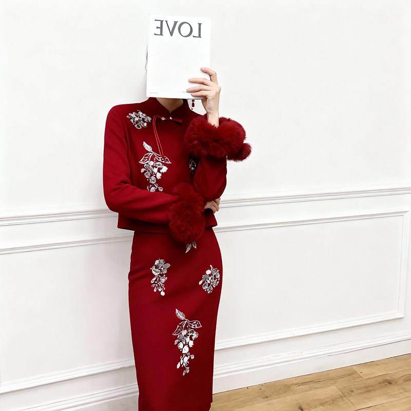 新中式国风女装2026春秋新款气质时尚高级感红色外套半身裙两件套,女装/女士精品,大码套装,淘宝优惠券,粉丝福利购,淘宝优惠卷