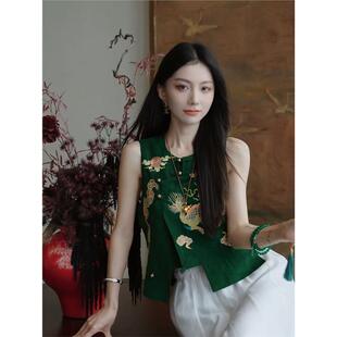 气质中国风年轻款 马甲女2025夏季 新中式 盘扣改良唐装 新款 上衣小衫