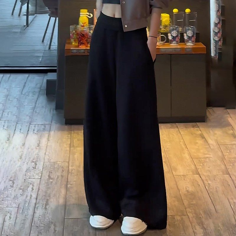 黑色西装阔腿裤女2025夏季拖地裤