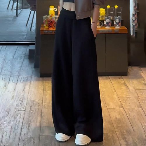 黑色西装阔腿裤女2025夏季拖地裤