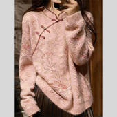 独特高端新中式 慵懒宽松超火针织上衣 爆款 国风毛衣女2026冬季 新款