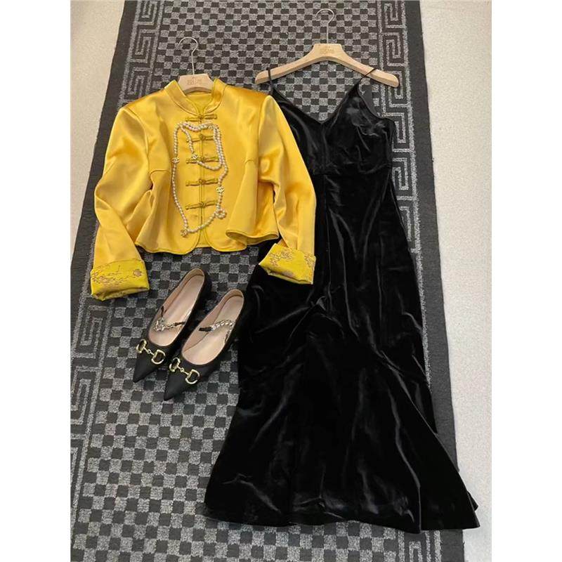 小众设计新中式女装高级感禅意轻国风唐装上衣外套裙子套装女秋季