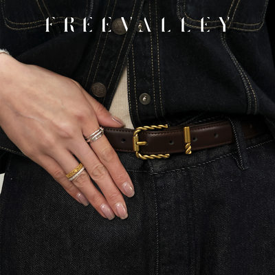 自由谷女士真皮宽腰带