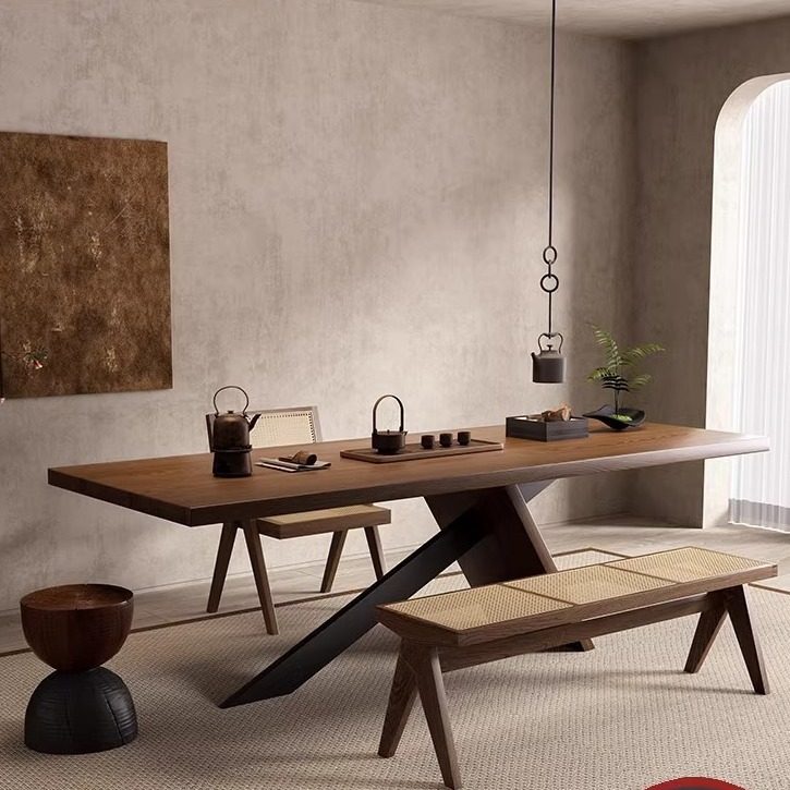 实木茶桌茶台侘寂风家用客厅办公室现代简约泡茶桌椅组合2024新款