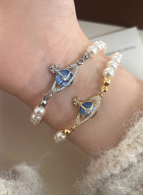 施家珠手链轻奢闪钻星球珍珠手环