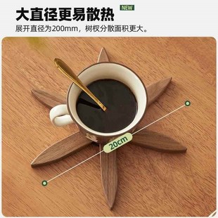 黑胡桃木隔热垫小树林q杯垫创意家用防烫餐垫原木茶托可爱桌面摆