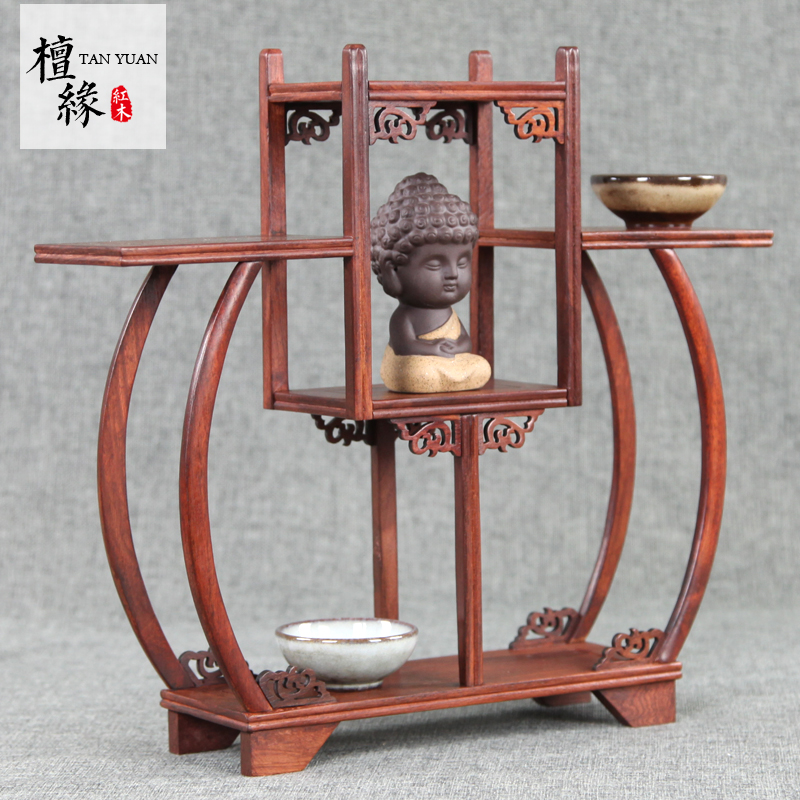 红木紫砂茶壶架红酸枝小t博古架现代实木中式多宝阁工艺品摆件底