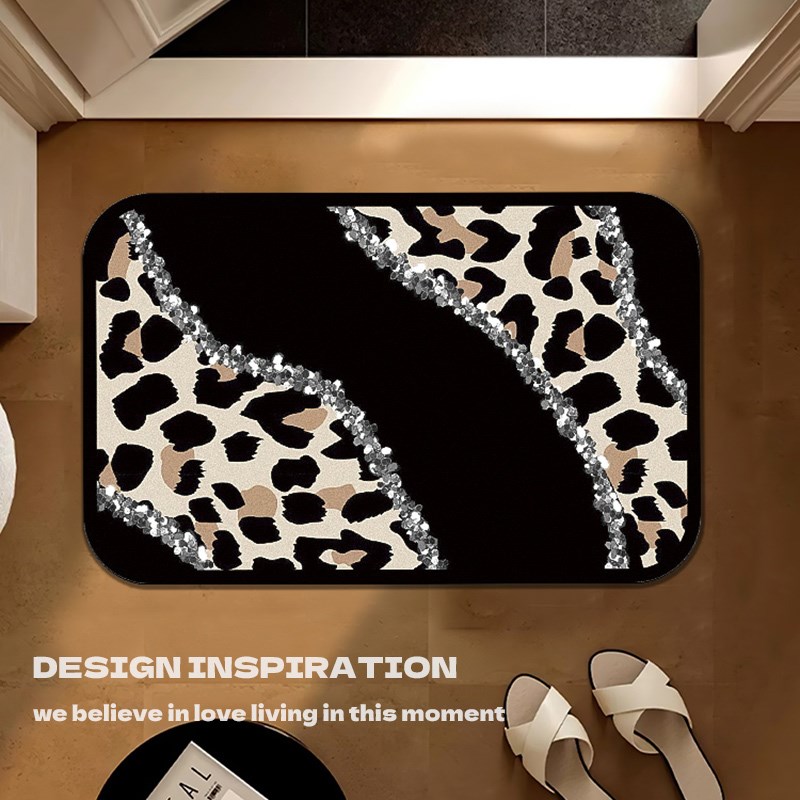 新款豹纹硅藻泥地垫卫生间门口耐脏免洗家用浴室S吸水速干防滑脚