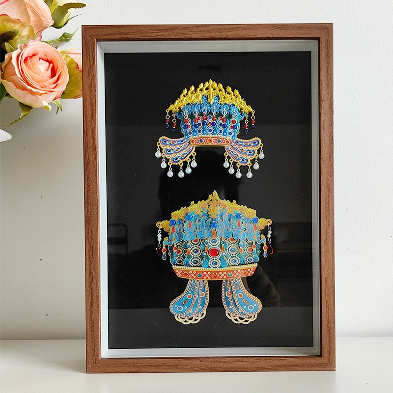 国博凤冠冰箱贴展示框磁s吸磁贴收纳收藏展示板博物馆玻璃相框