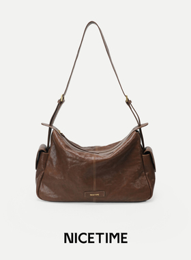 NICETIME【张琪JIEJI专属】头层植鞣牛皮单肩包女包托特包通勤包