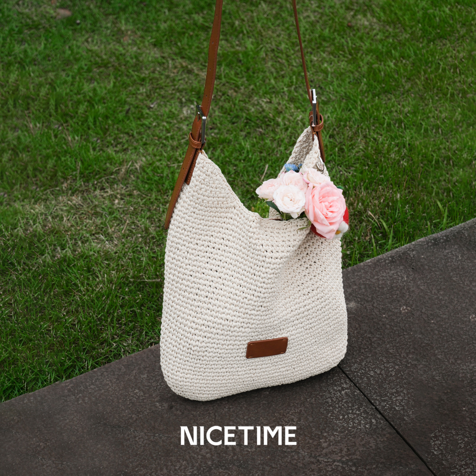 NICETIME[董生活推荐]手工蜡线编织hobo包小众百搭通勤单肩女士包