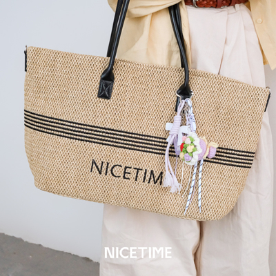 NICETIME草编托特包单肩斜挎包