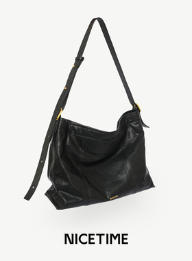 NICETIME[旅行家]头层植鞣牛皮大容量hobo包百搭真皮单肩托特女包