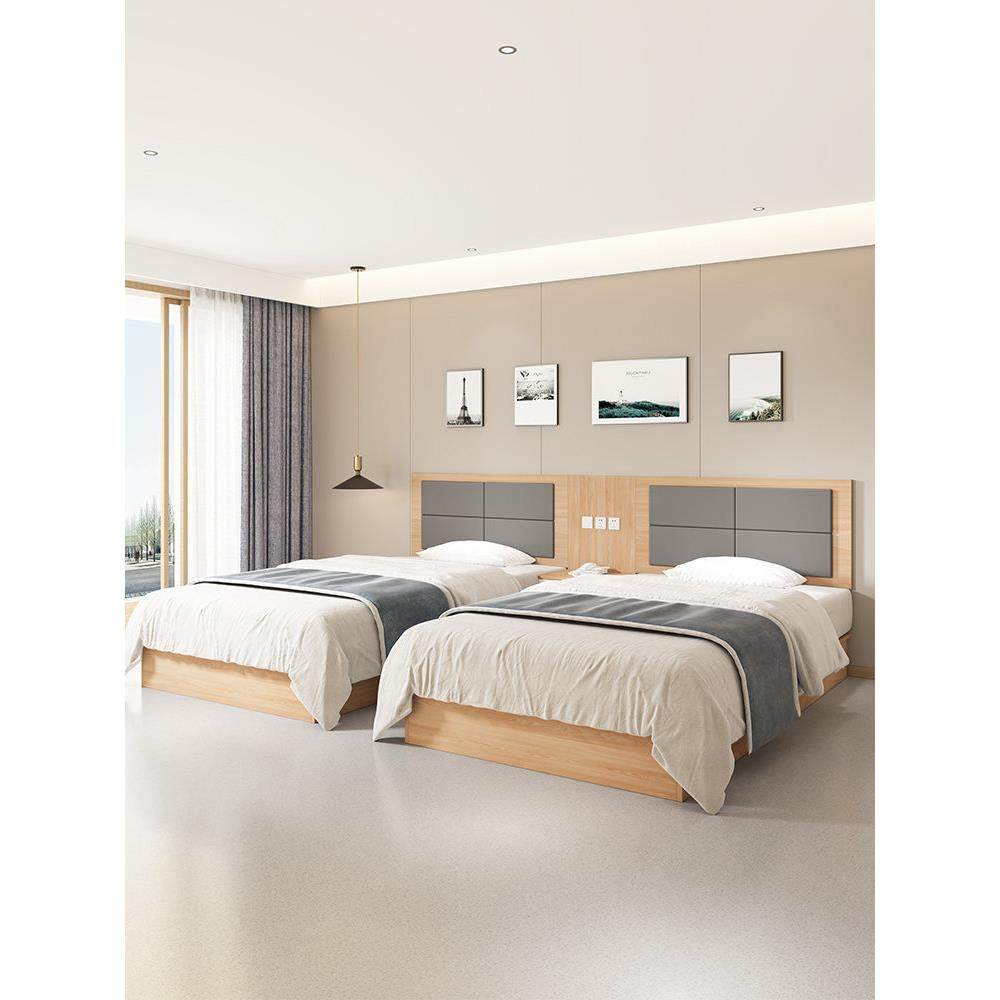 定制全套酒店家具标准房单人间酒店床出租房床民宿公寓单人床双人