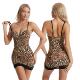 欧美性感豹纹塑身裙吊带裙带钢圈文胸打底裙收腹束身衣内衣