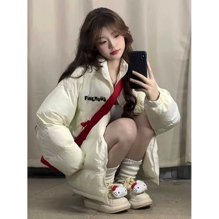 冬季百搭加厚羽绒服女大童2025新款初中高中大学生中长款棉服外套