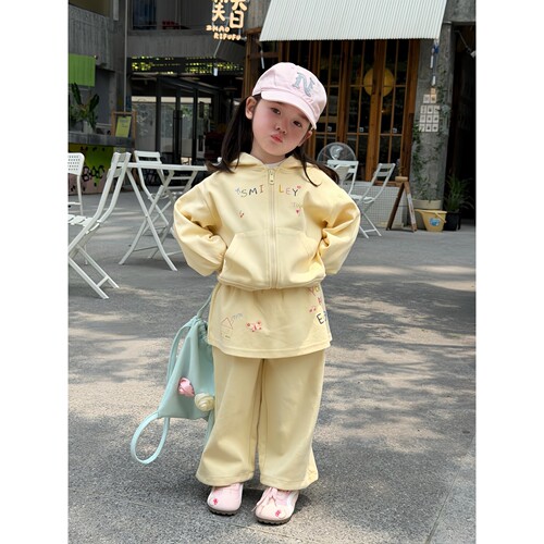 女童套装春秋2026新款洋气时髦儿童秋装卫衣女宝宝连帽衣服两件套