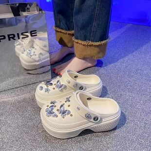 网红超火增高7CM厚底凉鞋 夏季 包头凉 女2026新款 品牌高级感洞洞鞋