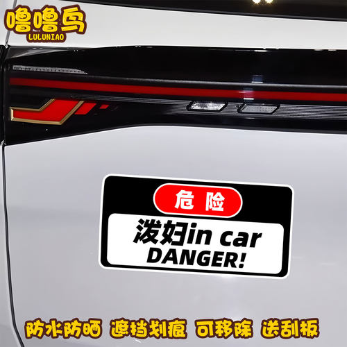 创意文字泼妇incar反光定制车贴