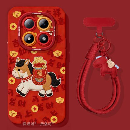 福气小马适用红米turbo4pro手机壳note13新款note15pro全包12防摔turbo3软10外壳8的7redminote9小米高级好看