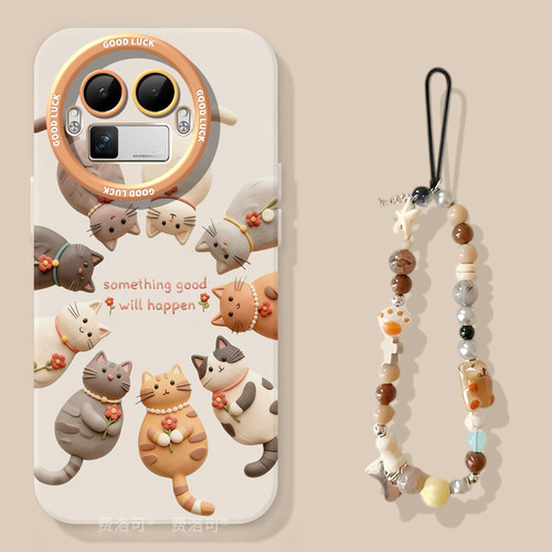 卡通转圈猫咪适用realme真我gt8保护壳秋冬新款neo7爆款gt7硅胶7镜头好看gtneo5防摔realme真我全包高颜值3