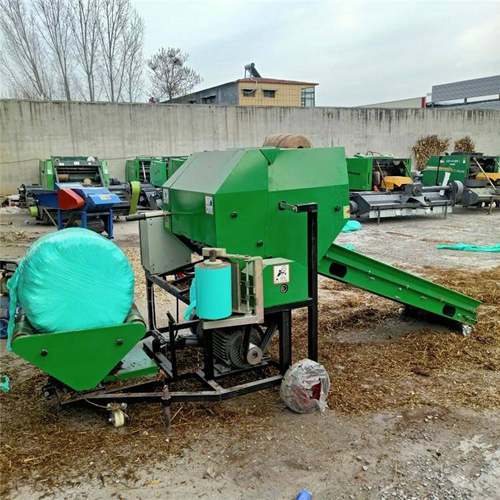 全自动玉米秸秆打捆包膜一体机青贮饲料粉碎圆捆机草料储存打包机