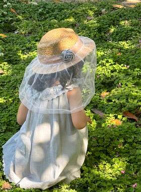 防柳絮面罩宝宝儿童成人帽子夏季户外遮脸防蚊虫防护头巾防风沙