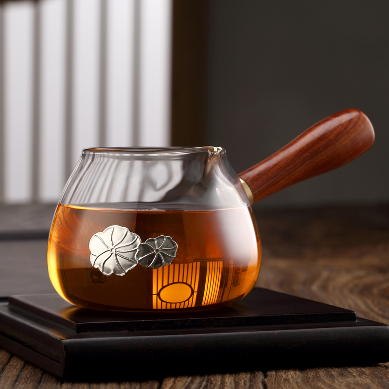 玻璃公道杯茶漏套装侧把公道杯加厚耐热公杯茶海分U茶器过滤煮茶