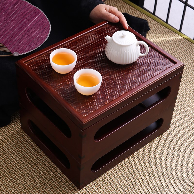 茶具收纳盒手工竹编茶道零配件家用带盖N防尘整理储物盒置物架