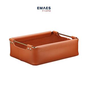 EMAES北欧轻奢高级感皮革收纳盒家用客厅桌面玄关钥匙遥控器托盘