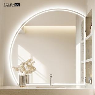 半圆浴室镜子卫生间镜子带灯智能梳妆台化妆镜壁挂洗手台镜 BOLEN