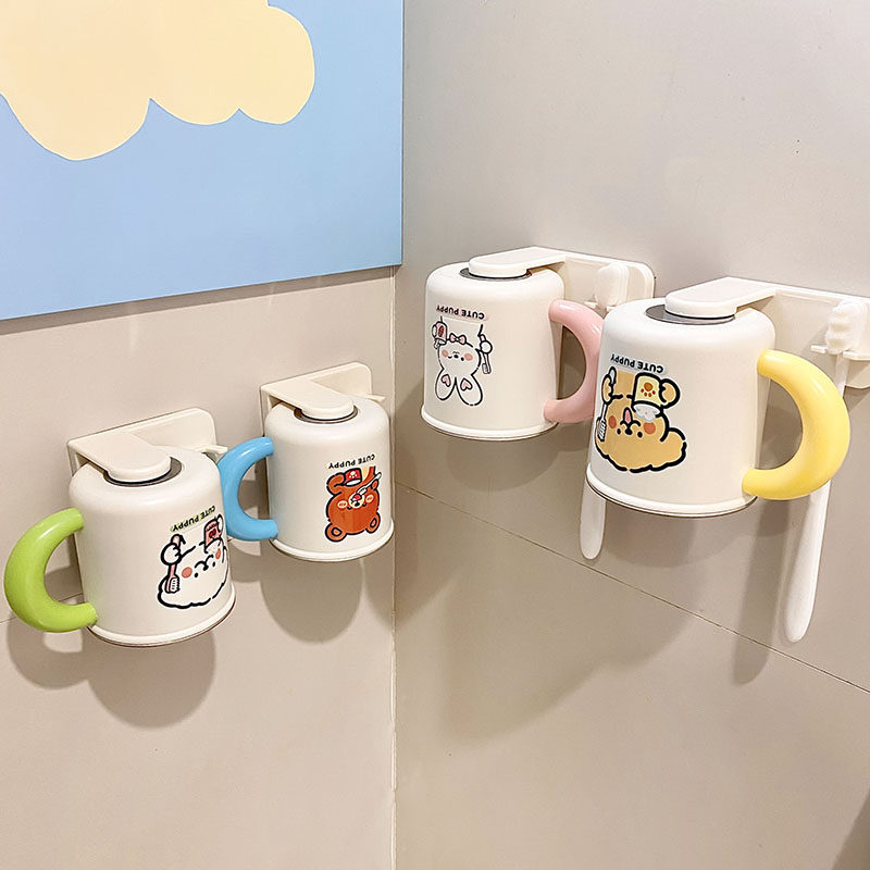 卡通磁吸倒挂316不锈钢漱口杯防霉抗菌可爱刷牙杯手柄家用洗漱杯