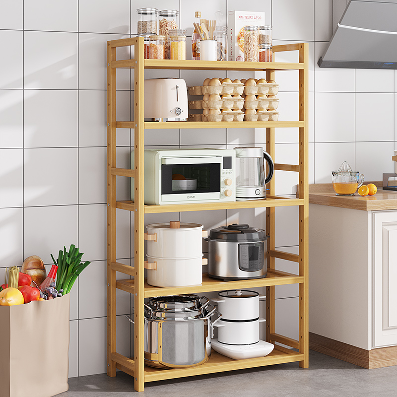 楠竹书架房间置物k架落地多层厨房多功能收纳架储藏室架子茶叶柜