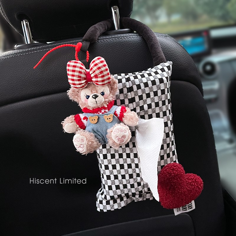 可爱玫玫车载纸巾盒汽车挂袋抽纸盒D车内用座椅收纳挂式高级感玩