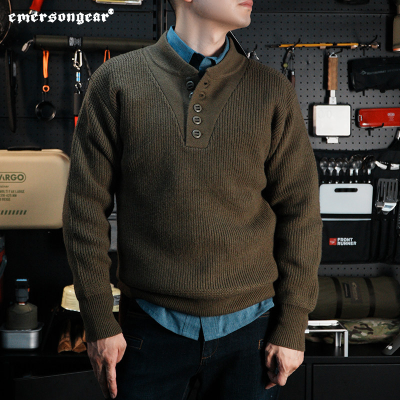 复古重磅亨利领羊毛针织衫男爱默生雪狐户外战术保暖套头秋冬毛衣,户外/登山/野营/旅行用品,户外休闲衣,淘宝优惠券,粉丝福利购,淘宝优惠卷