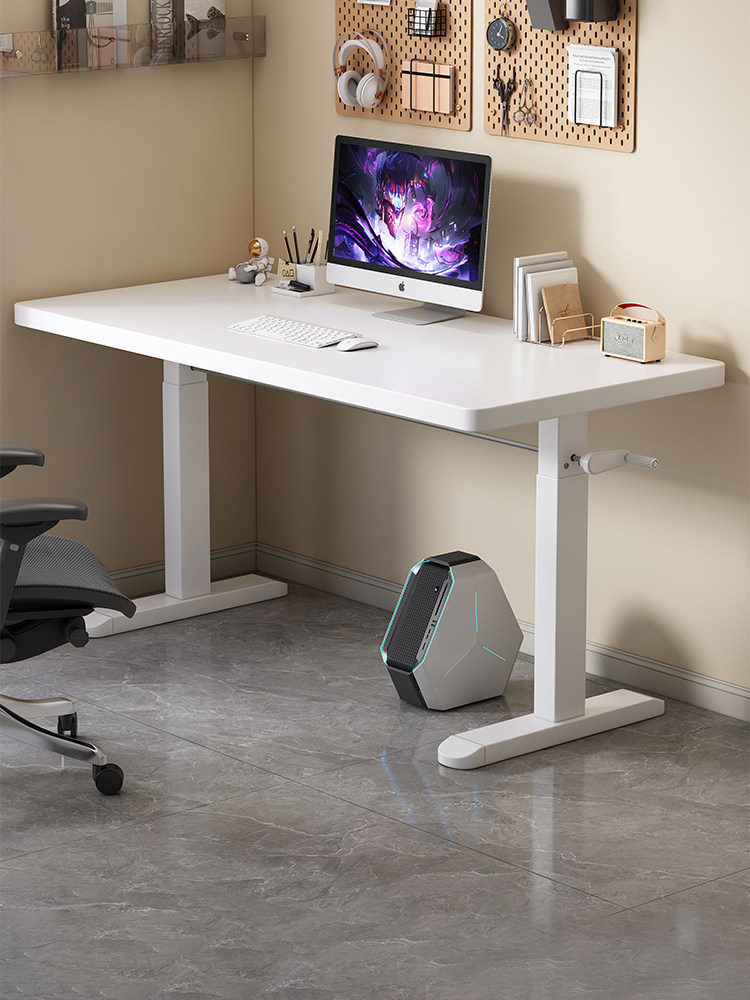 电脑桌办公桌可升降小型卧室家用出租屋实木工作台儿童书桌学习桌