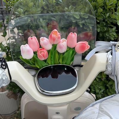 电动车装饰小配件郁金香花束摆件ins风仪表盘挡风板摩登配件通用