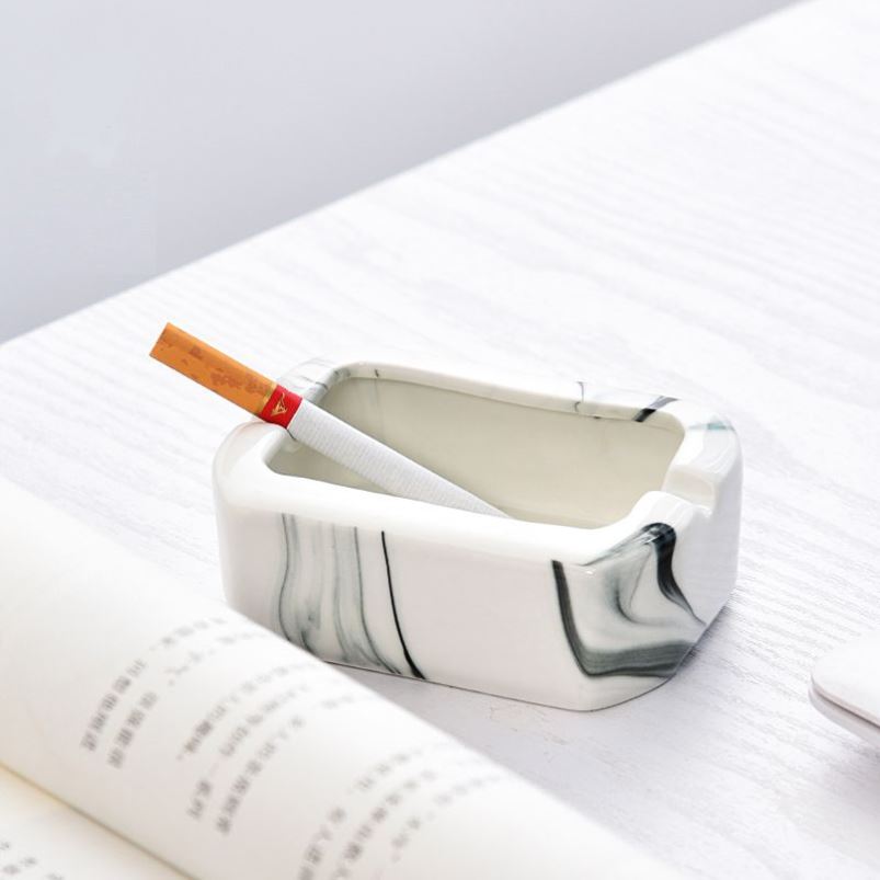 水墨方形小号陶瓷烟灰缸创意个性时尚家居摆件卧室酒店办公烟灰缸