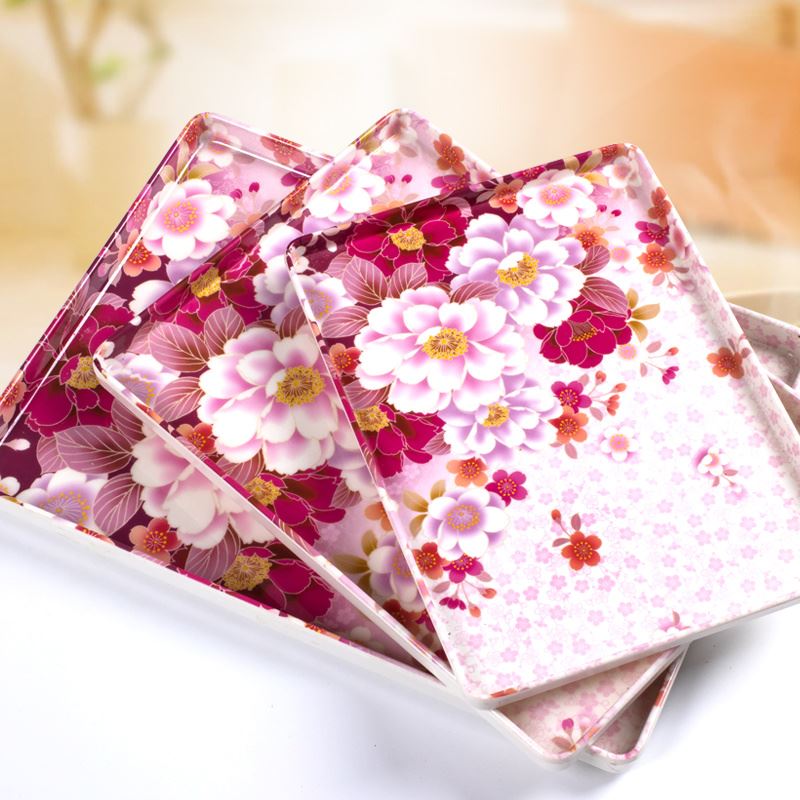 托盘长方形欧式塑料水杯托盘创意餐具盘密胺水果盘家用茶盘